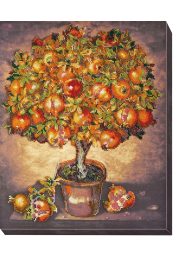 Bead Embroidery Kit on Art Canvas "Pomegranate tree"