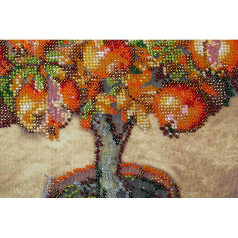 Bead Embroidery Kit on Art Canvas "Pomegranate tree"