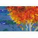 Bead Embroidery Kit on Art Canvas "Fire in sky blue - 1"
