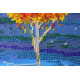 Bead Embroidery Kit on Art Canvas "Fire in sky blue - 1"