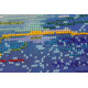 Bead Embroidery Kit on Art Canvas "Fire in sky blue - 1"