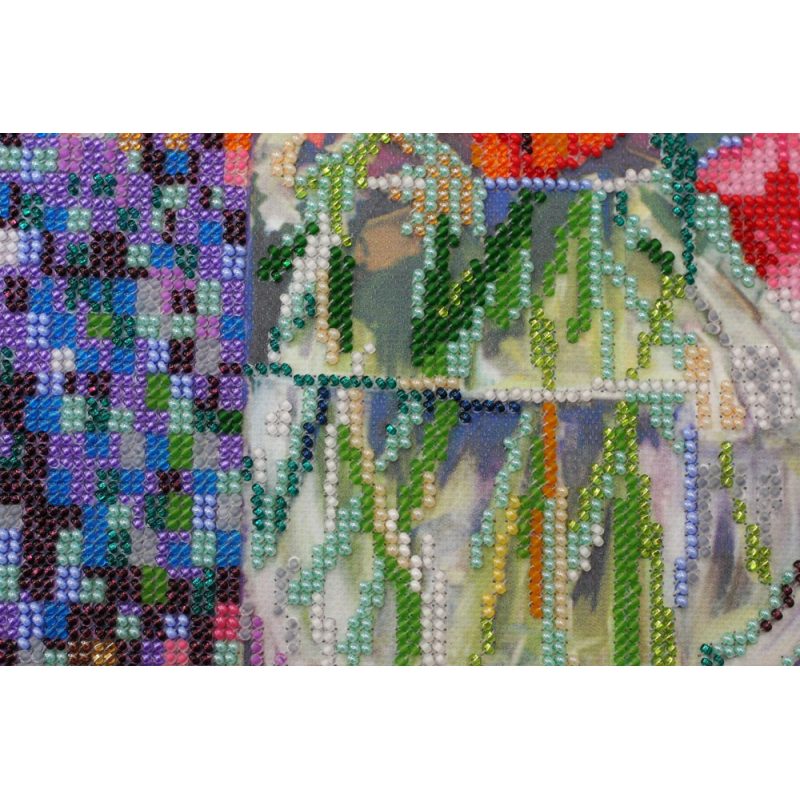 Bead Embroidery Kit on Art Canvas "Anemone"