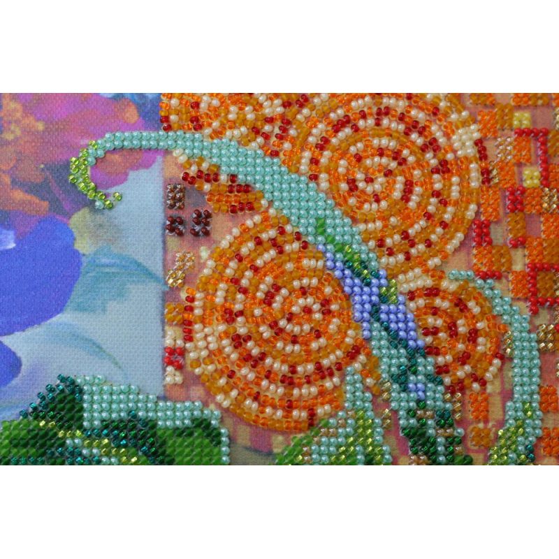 Bead Embroidery Kit on Art Canvas "Anemone"