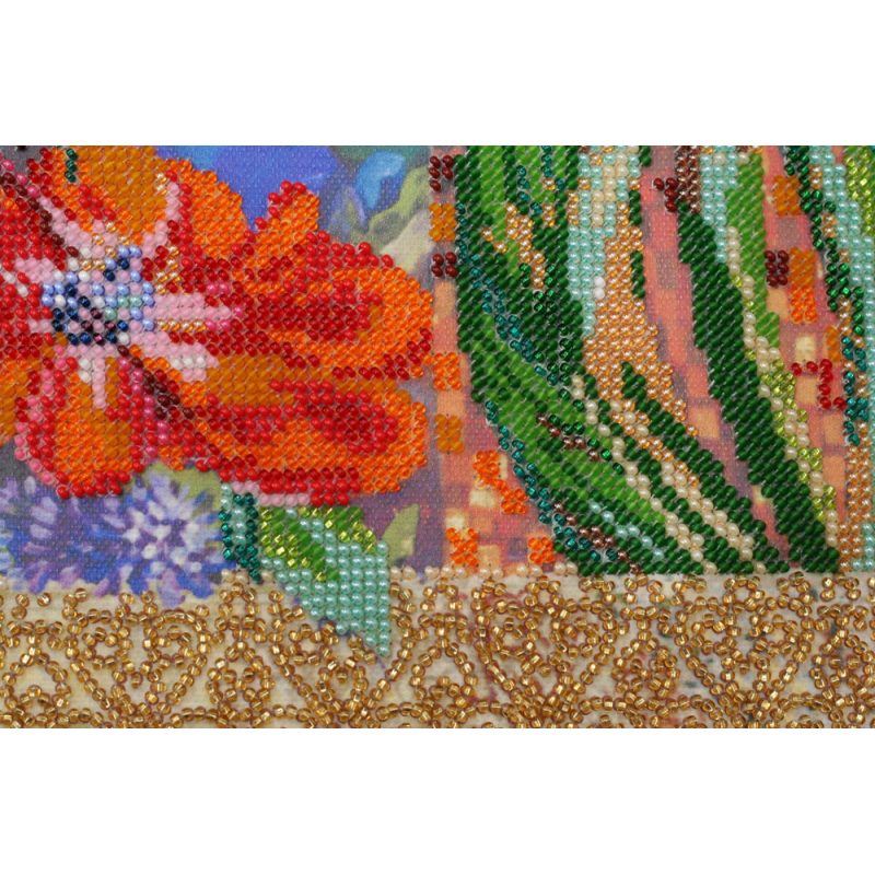 Bead Embroidery Kit on Art Canvas "Anemone"