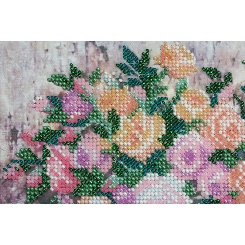 Bead Embroidery Kit on Art Canvas "Pink gauze"
