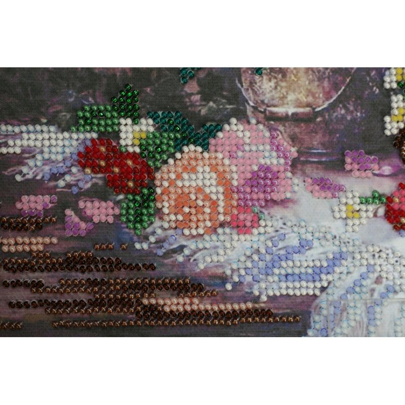 Bead Embroidery Kit on Art Canvas "Pink gauze"
