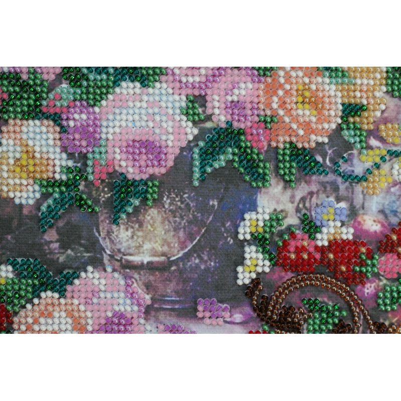 Bead Embroidery Kit on Art Canvas "Pink gauze"