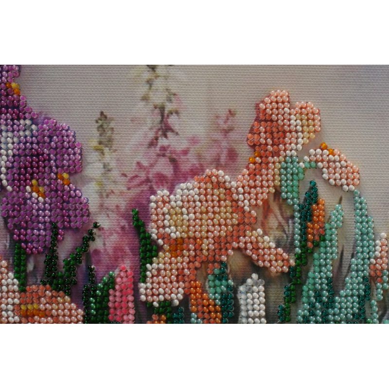 Bead Embroidery Kit on Art Canvas "Morning garden"