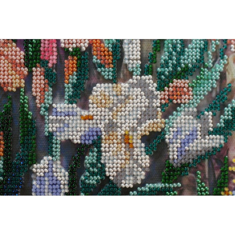 Bead Embroidery Kit on Art Canvas "Morning garden"