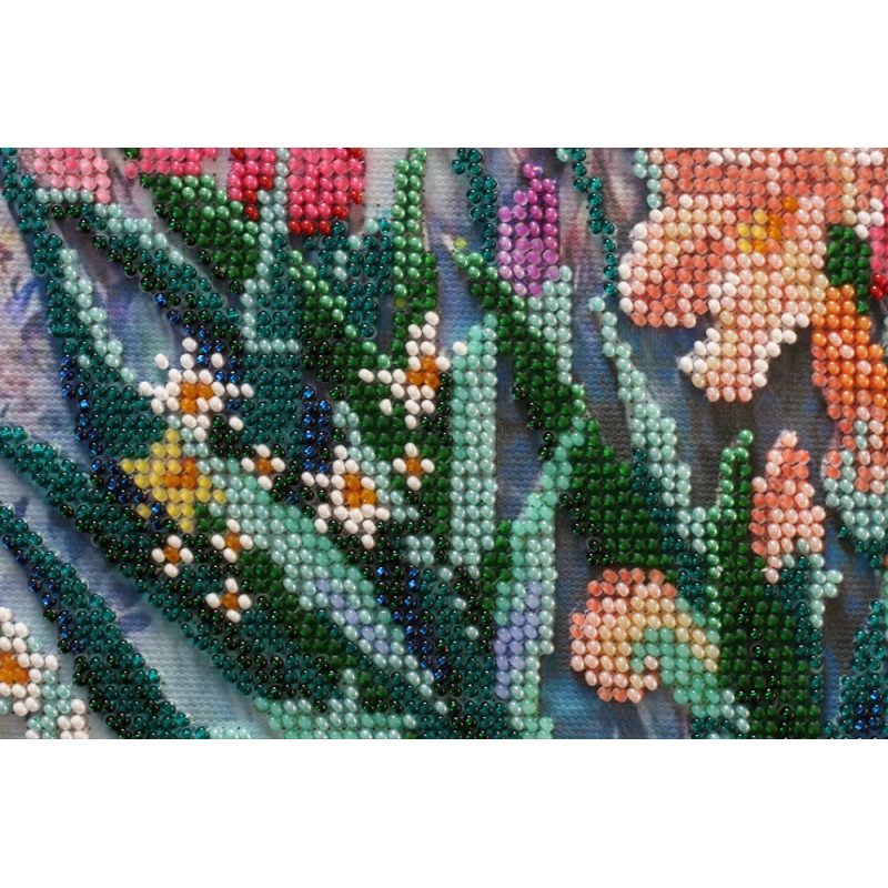 Bead Embroidery Kit on Art Canvas "Morning garden"
