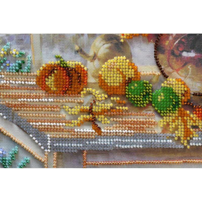 Bead Embroidery Kit on Art Canvas "Autumn bunch of flowers"