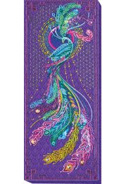 Bead Embroidery Kit on Art Canvas "Feather Sunbird"