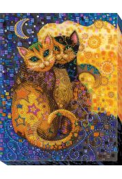 Bead Embroidery Kit on Art Canvas "Cat's kiss"