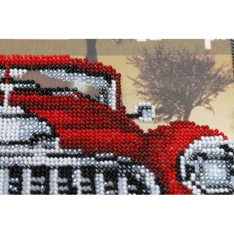 Bead Embroidery Kit on Art Canvas "Red and black"