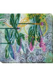 Bead Embroidery Kit on Art Canvas "Sparks over the lake"