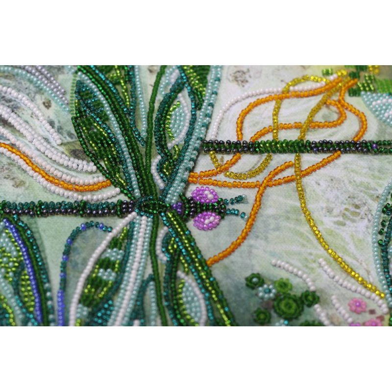 Bead Embroidery Kit on Art Canvas "Sparks over the lake"