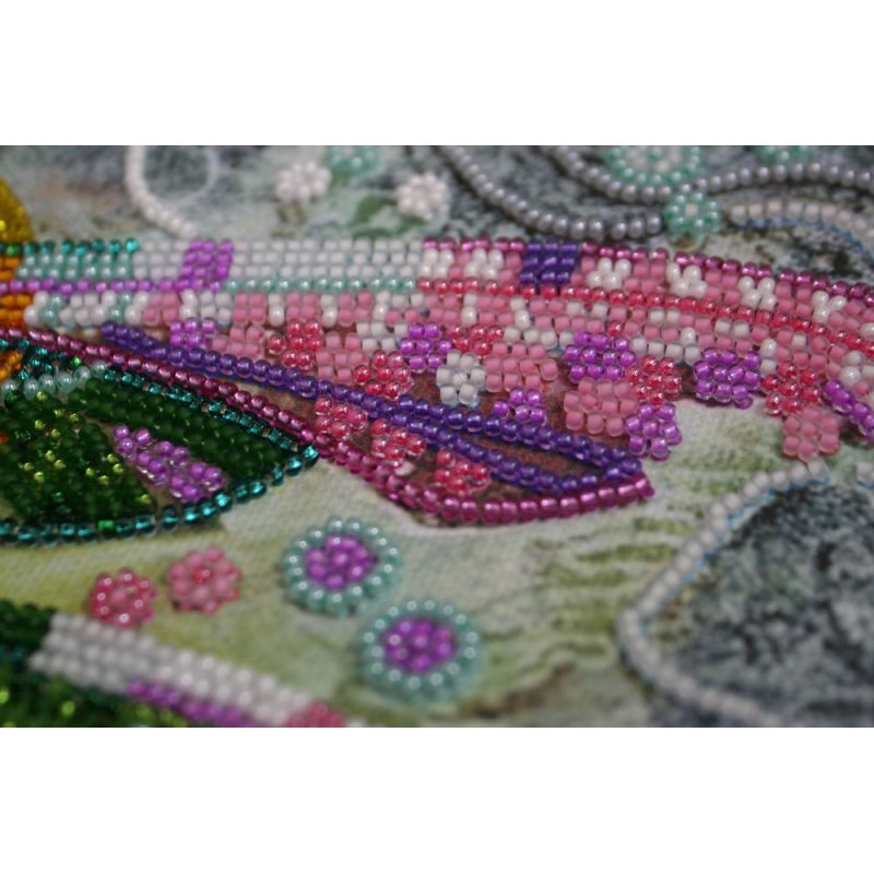 Bead Embroidery Kit on Art Canvas "Sparks over the lake"
