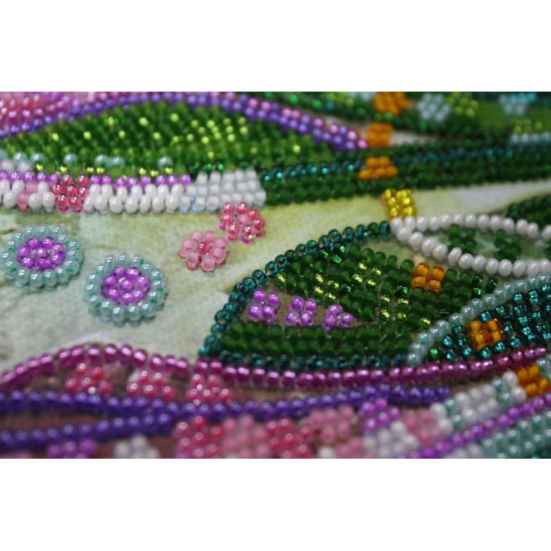 Bead Embroidery Kit on Art Canvas "Sparks over the lake"