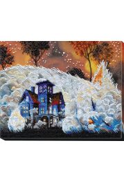 Bead Embroidery Kit on Art Canvas "Fluffy fog"