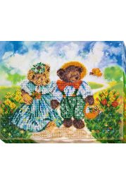 Bead Embroidery Kit on Art Canvas "Sunny glade"