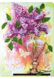 Bead Embroidery Kit on Art Canvas "Lilac still life"