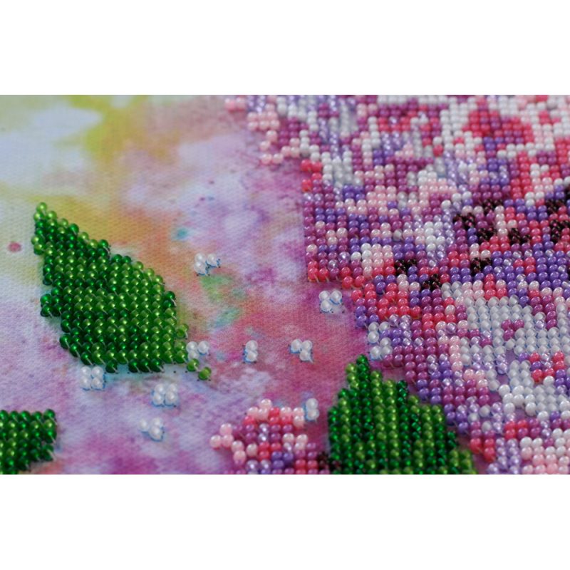 Bead Embroidery Kit on Art Canvas "Lilac still life"