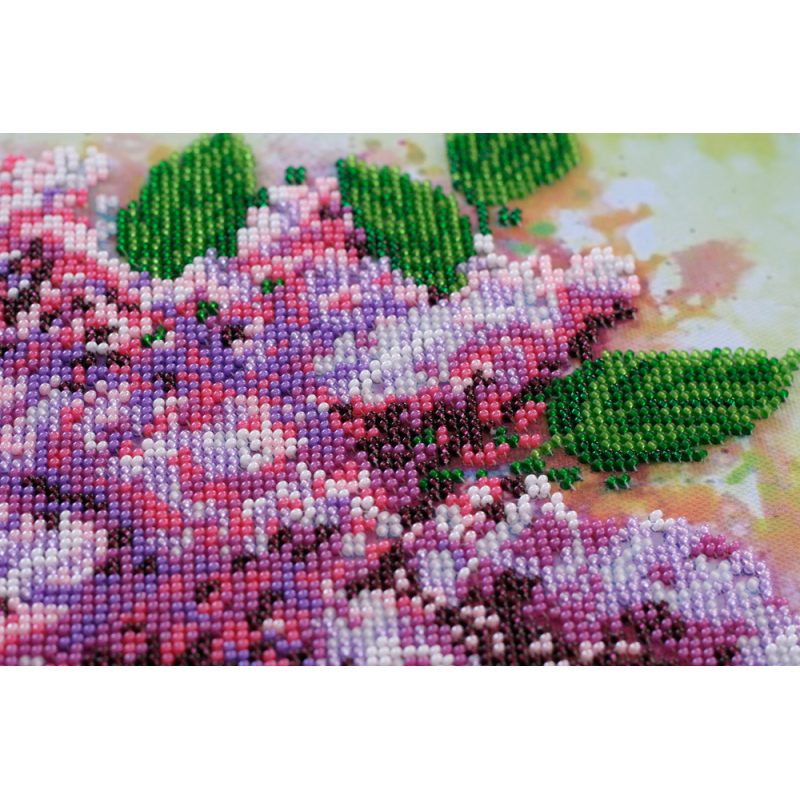 Bead Embroidery Kit on Art Canvas "Lilac still life"