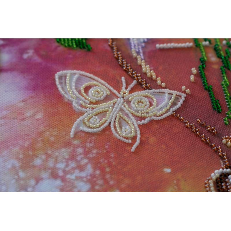 Bead Embroidery Kit on Art Canvas "Lilac still life"