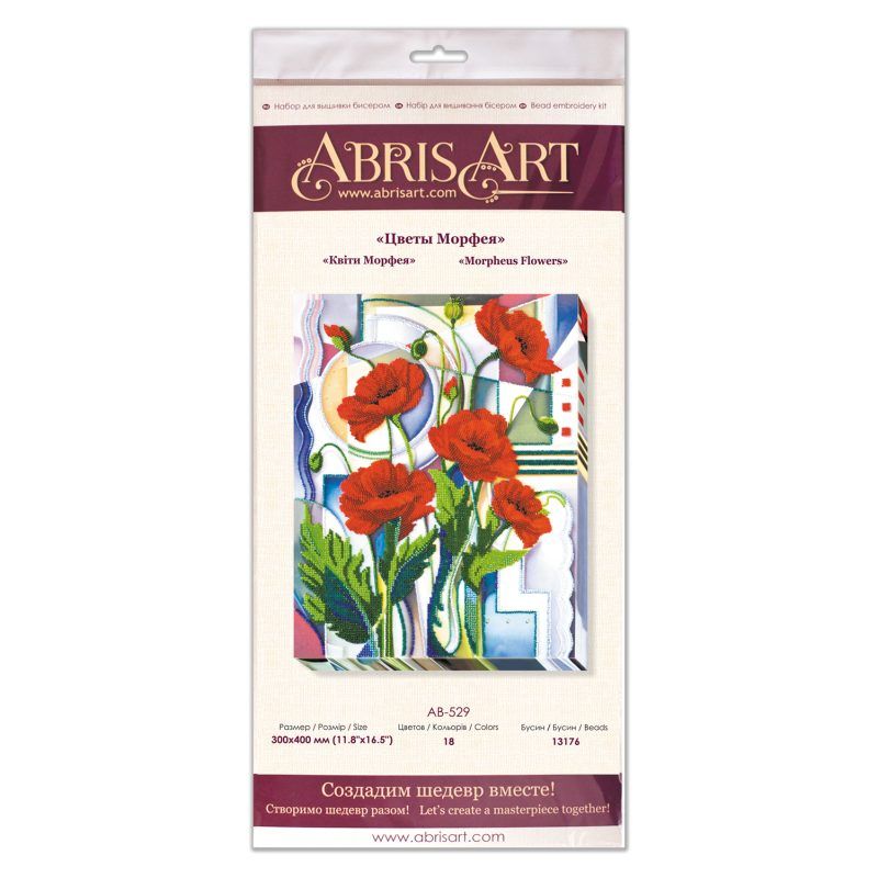 Bead Embroidery Kit on Art Canvas "Morpheus Flowers"
