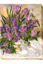 Bead Embroidery Kit on Art Canvas "Flower lace"