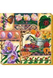 Bead Embroidery Kit on Art Canvas "Spring treasures"