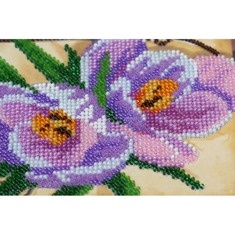 Bead Embroidery Kit on Art Canvas "Spring treasures"