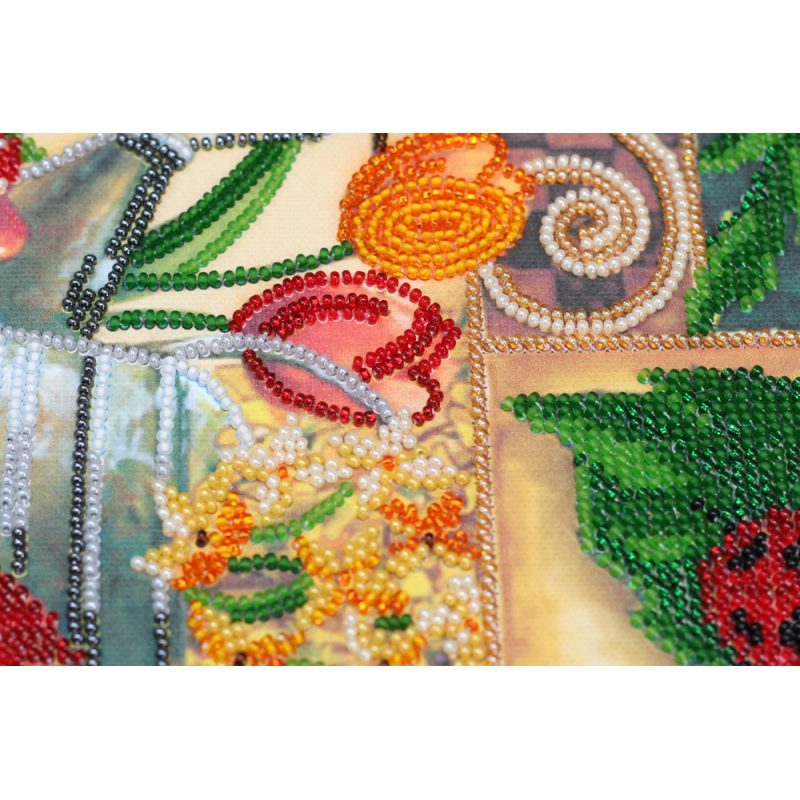 Bead Embroidery Kit on Art Canvas "Spring treasures"
