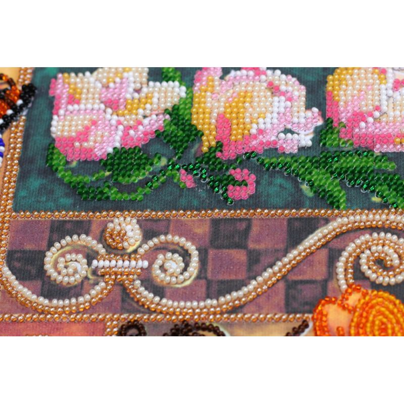 Bead Embroidery Kit on Art Canvas "Spring treasures"