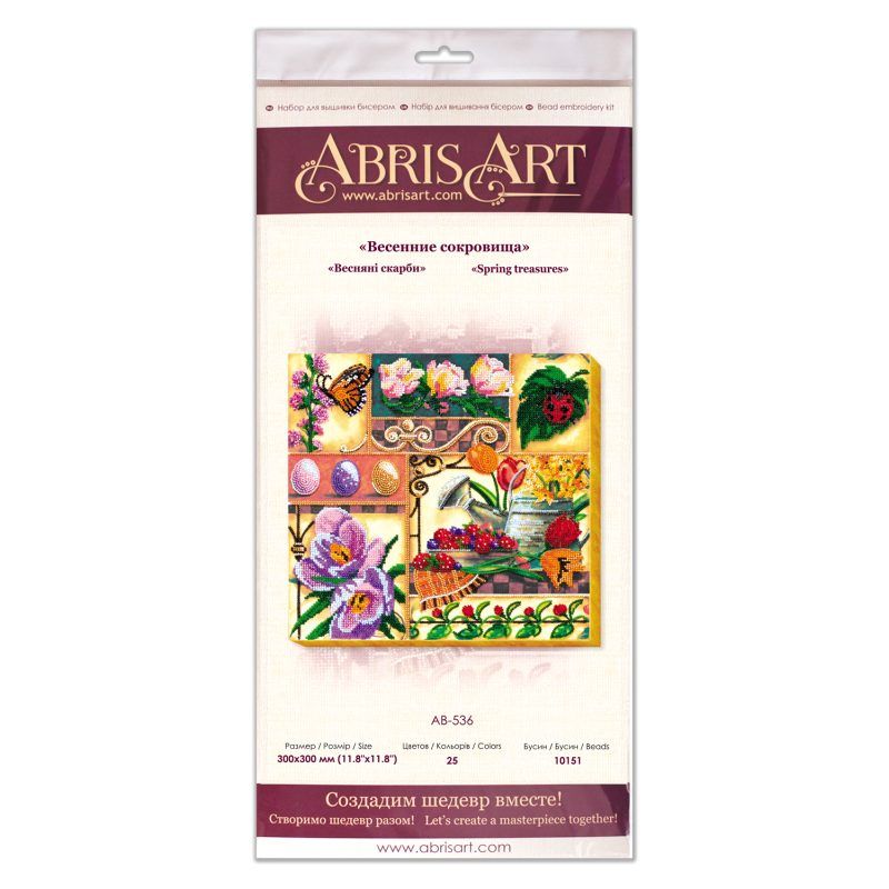 Bead Embroidery Kit on Art Canvas "Spring treasures"