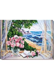 Bead Embroidery Kit on Art Canvas "Sea view"