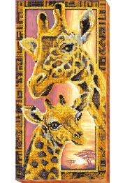 Bead Embroidery Kit on Art Canvas "Giraffes"