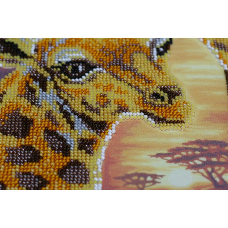 Bead Embroidery Kit on Art Canvas "Giraffes"