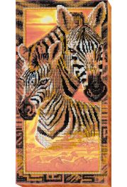 Bead Embroidery Kit on Art Canvas "Zebras"