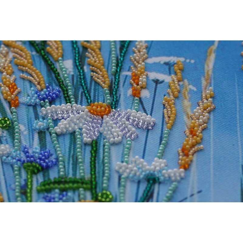 Bead Embroidery Kit on Art Canvas "Chamomile etude (Part 1)"