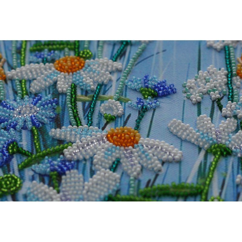 Bead Embroidery Kit on Art Canvas "Chamomile etude (Part 1)"