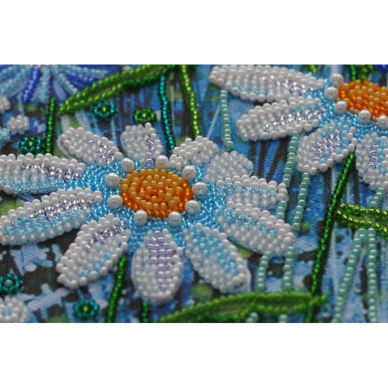 Bead Embroidery Kit on Art Canvas "Chamomile etude (Part 1)"