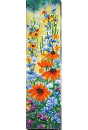 Bead Embroidery Kit on Art Canvas "Golden umbrellas"