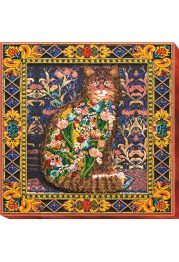 Bead Embroidery Kit on Art Canvas "Fairy-tale about a cat"