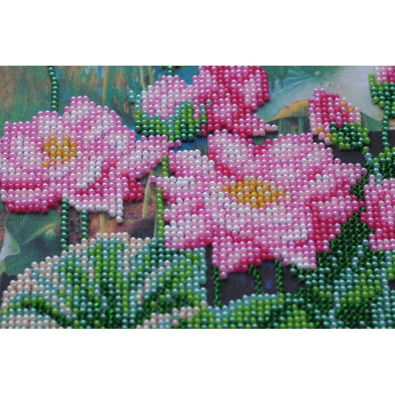 Bead Embroidery Kit on Art Canvas "Lotuses"