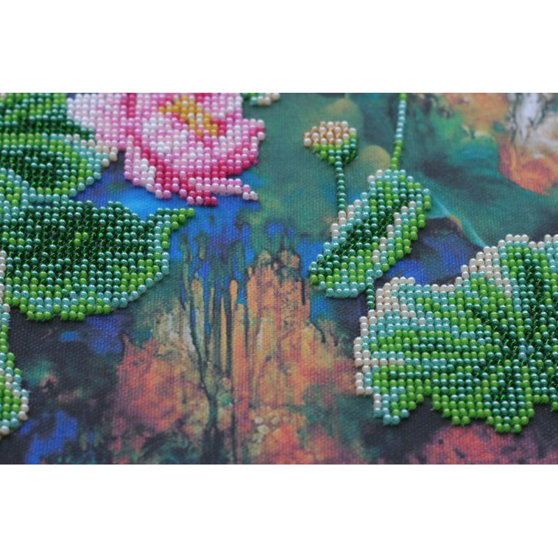 Bead Embroidery Kit on Art Canvas "Lotuses"
