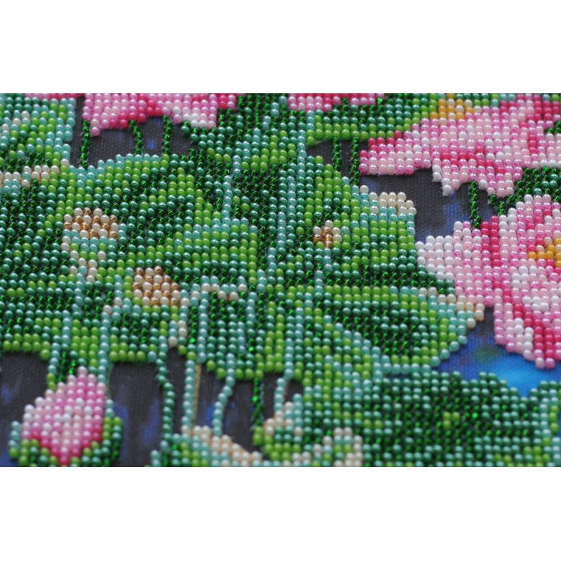 Bead Embroidery Kit on Art Canvas "Lotuses"
