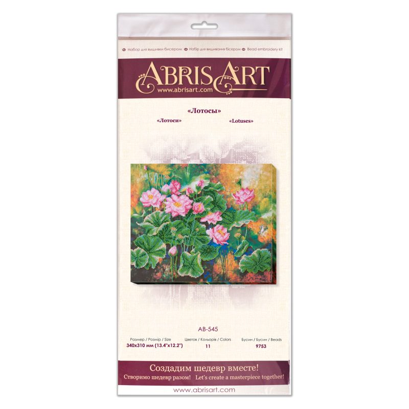 Bead Embroidery Kit on Art Canvas "Lotuses"