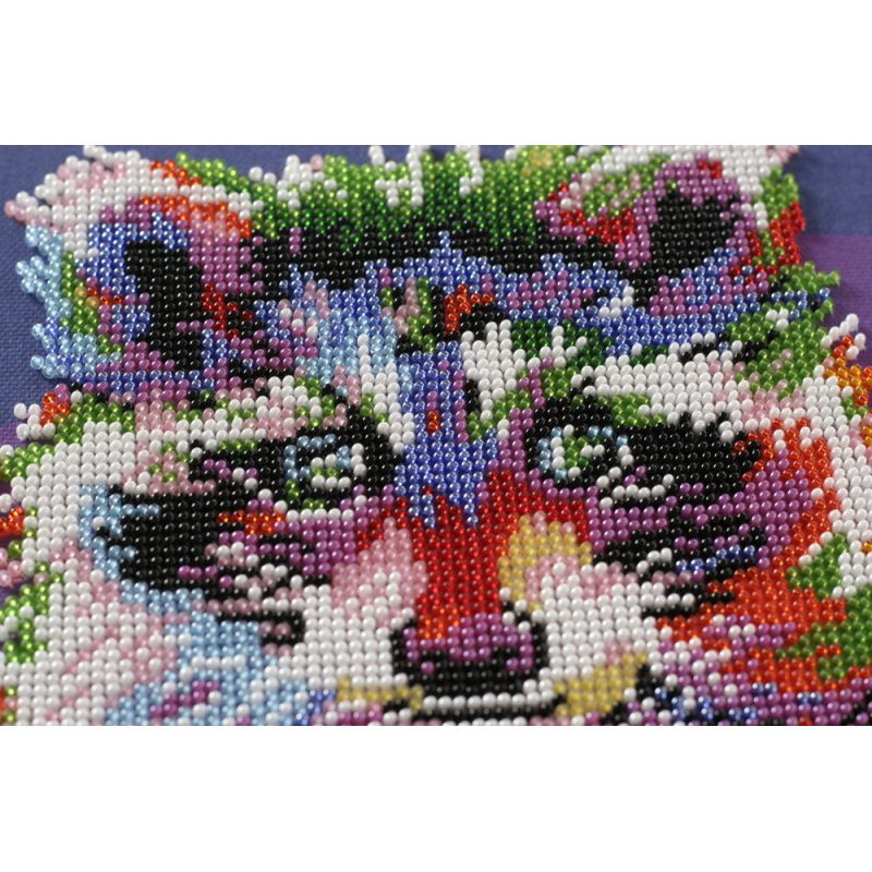 Bead Embroidery Kit on Art Canvas "Raccoons"