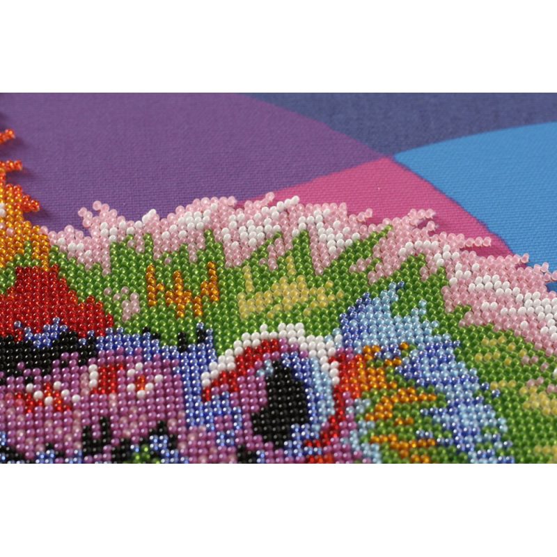 Bead Embroidery Kit on Art Canvas "Raccoons"